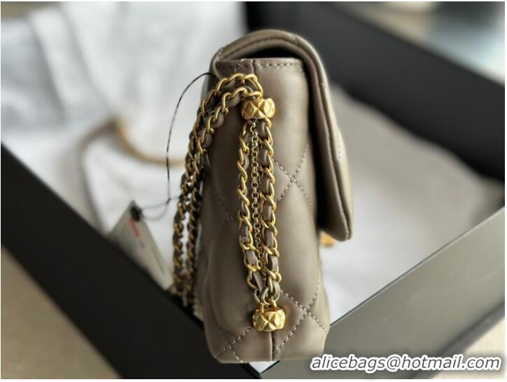 Reasonable Price CHANEL FLAP BAG Lambskin & Gold-Tone Metal AS2563 gray