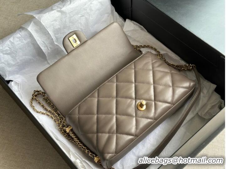 Reasonable Price CHANEL FLAP BAG Lambskin & Gold-Tone Metal AS2563 gray