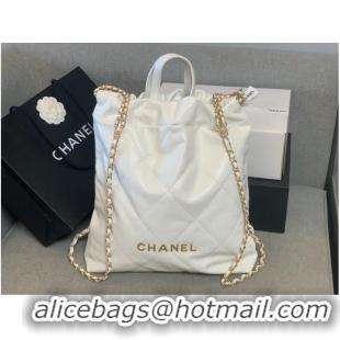 Famous Brand LARGE BACK PACK CHANEL 22 AS3313 WHITE&GOLD