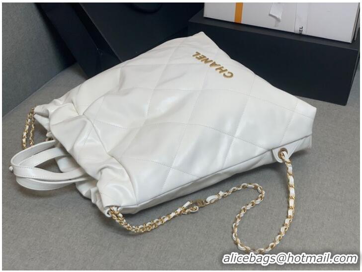 Famous Brand LARGE BACK PACK CHANEL 22 AS3313 WHITE&GOLD