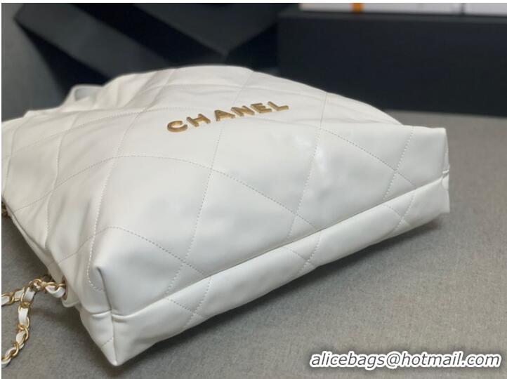 Famous Brand LARGE BACK PACK CHANEL 22 AS3313 WHITE&GOLD