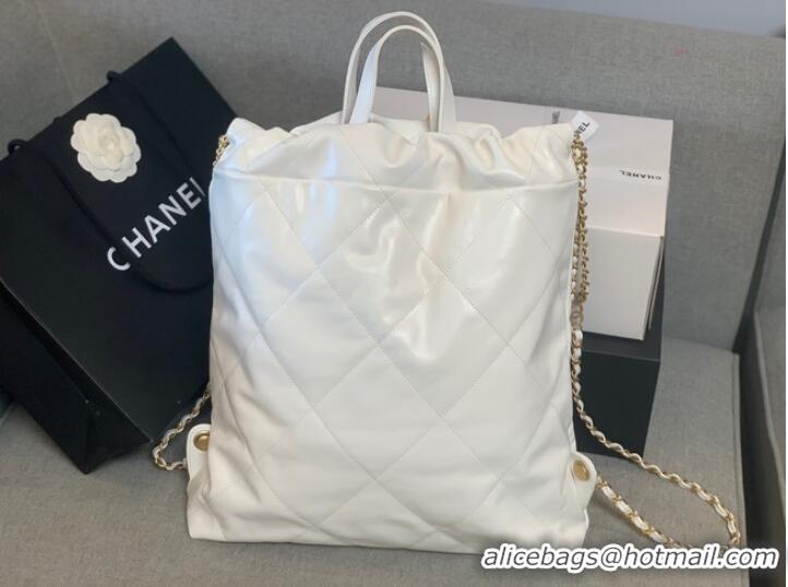 Famous Brand LARGE BACK PACK CHANEL 22 AS3313 WHITE&GOLD