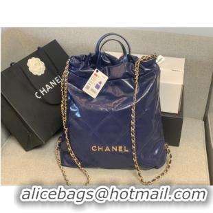 Promotional LARGE BACK PACK CHANEL 22 AS3313 DARK BLUE&GOLD