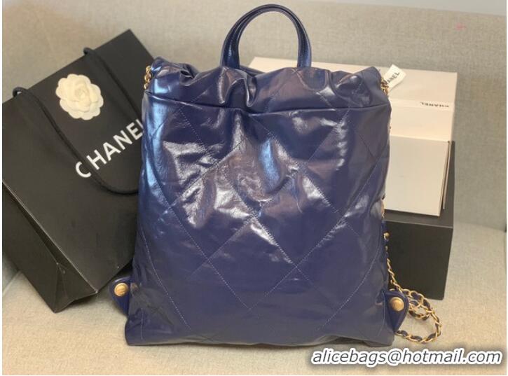 Promotional LARGE BACK PACK CHANEL 22 AS3313 DARK BLUE&GOLD