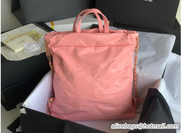 Good Product LARGE BACK PACK CHANEL 22 AS3313 LIGHT PINK&GOLD