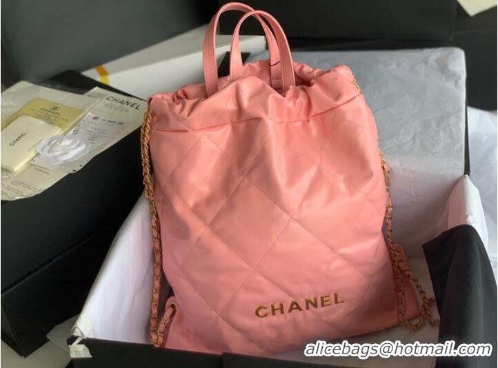 Good Product LARGE BACK PACK CHANEL 22 AS3313 LIGHT PINK&GOLD