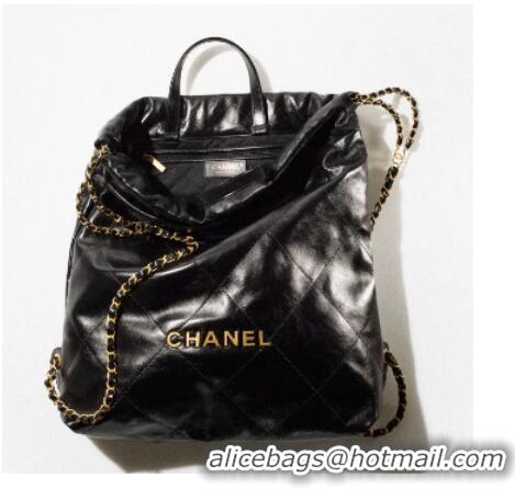 Famous Brand LARGE BACK PACK CHANEL 22 AS3313 BLACK&GOLD