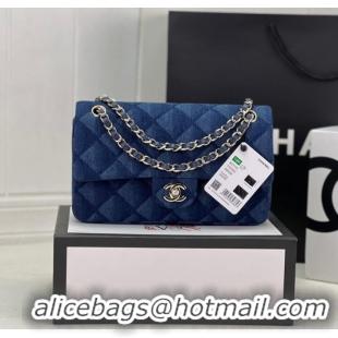 Well Crafted Chanel CLASSIC HANDBAG Printed Denim & Gold-Tone Metal A01112 Dark Blue