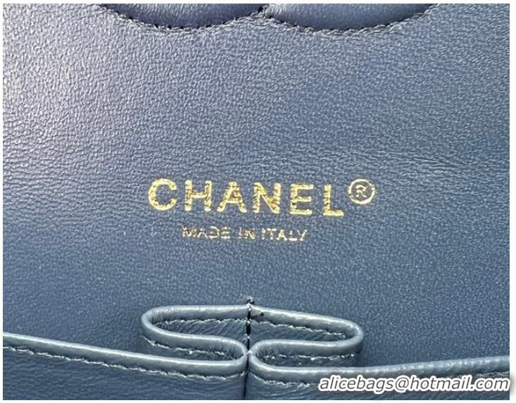 Well Crafted Chanel CLASSIC HANDBAG Printed Denim & Gold-Tone Metal A01112 Dark Blue