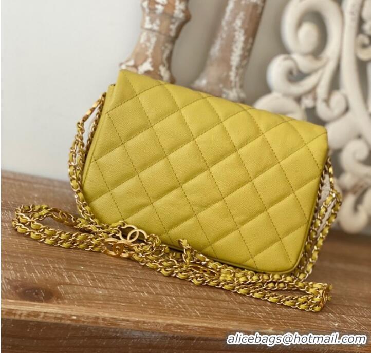 Super Quality Chanel MINI FLAP BAG Grained Calfskin & Gold-Tone Metal AS3757 yellow