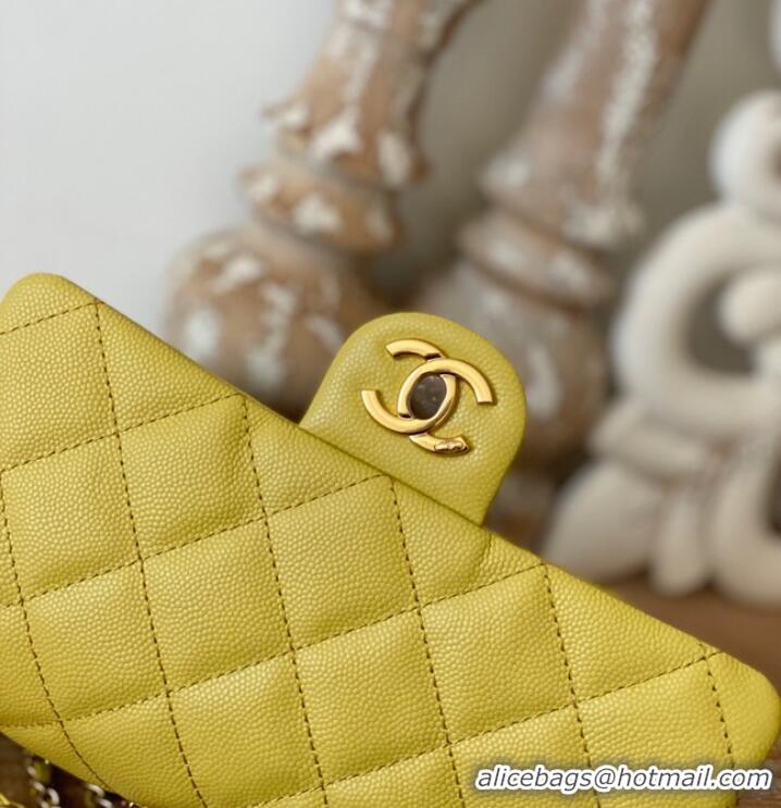 Super Quality Chanel MINI FLAP BAG Grained Calfskin & Gold-Tone Metal AS3757 yellow