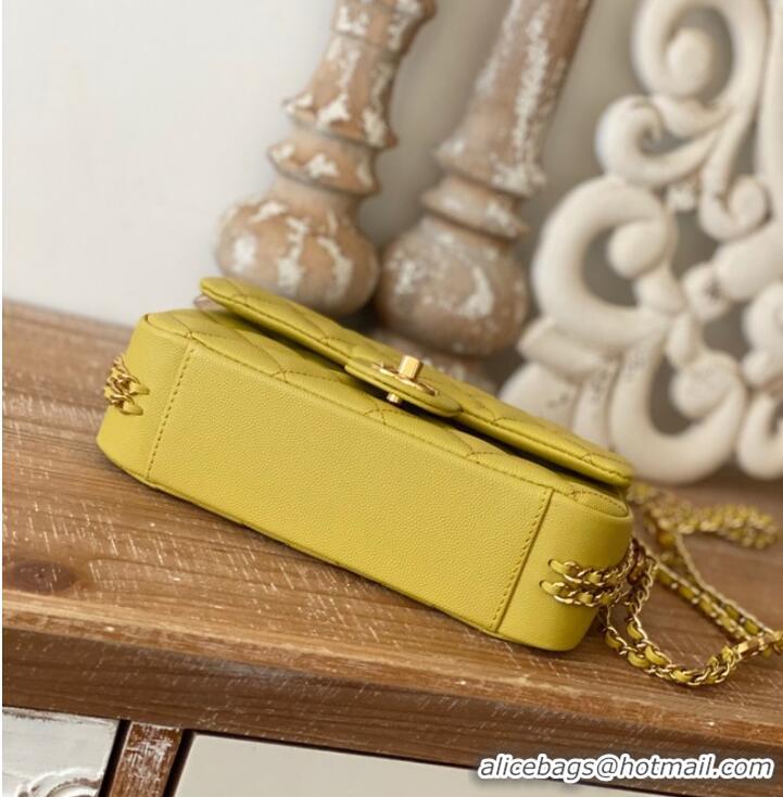 Super Quality Chanel MINI FLAP BAG Grained Calfskin & Gold-Tone Metal AS3757 yellow