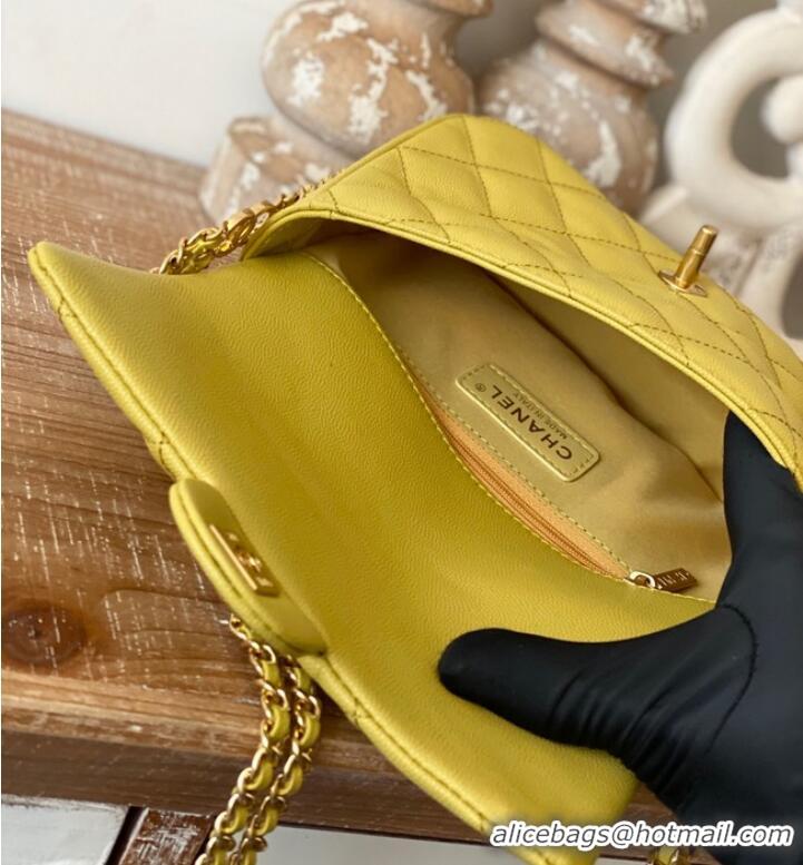 Super Quality Chanel MINI FLAP BAG Grained Calfskin & Gold-Tone Metal AS3757 yellow