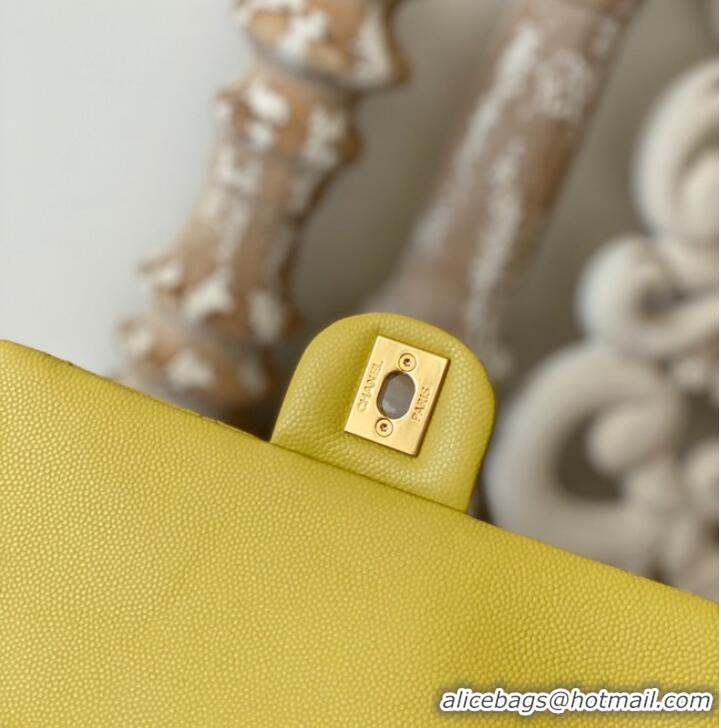 Super Quality Chanel MINI FLAP BAG Grained Calfskin & Gold-Tone Metal AS3757 yellow