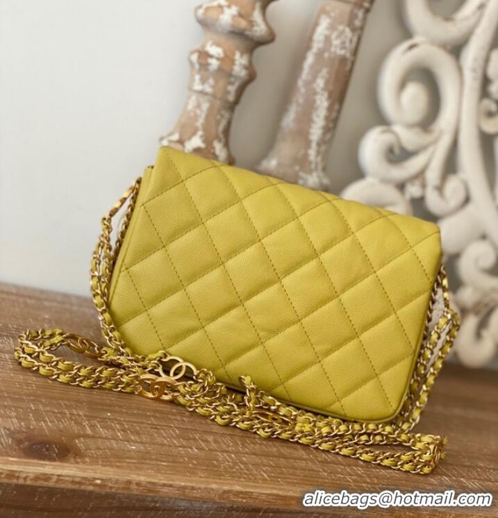 Super Quality Chanel MINI FLAP BAG Grained Calfskin & Gold-Tone Metal AS3757 yellow