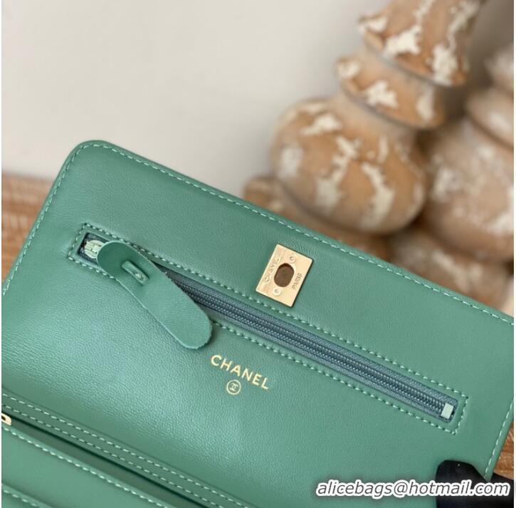 Famous Brand CHANEL WALLET ON CHAIN AP1450 GREEN