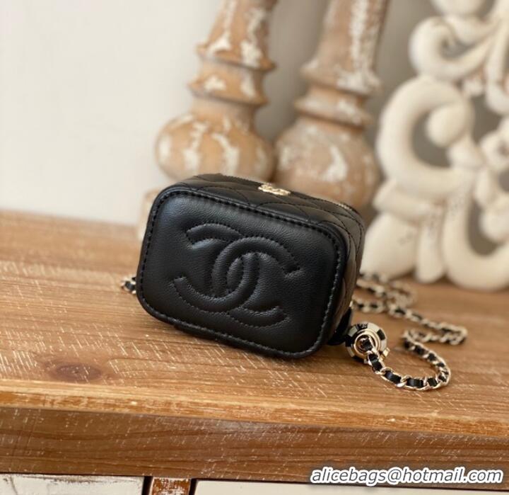 Traditional Specials CHANEL SMALL VANITY WITH CHAIN Lambskin & Gold-Tone Metal 81241 black