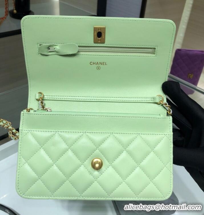 Shop Discount CHANEL WALLET ON CHAIN AP1450 light green