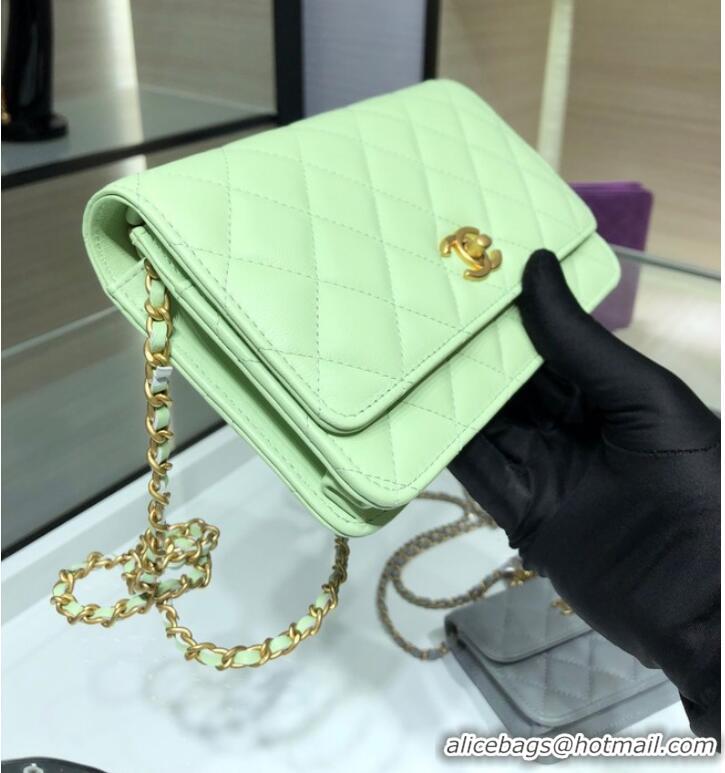 Shop Discount CHANEL WALLET ON CHAIN AP1450 light green