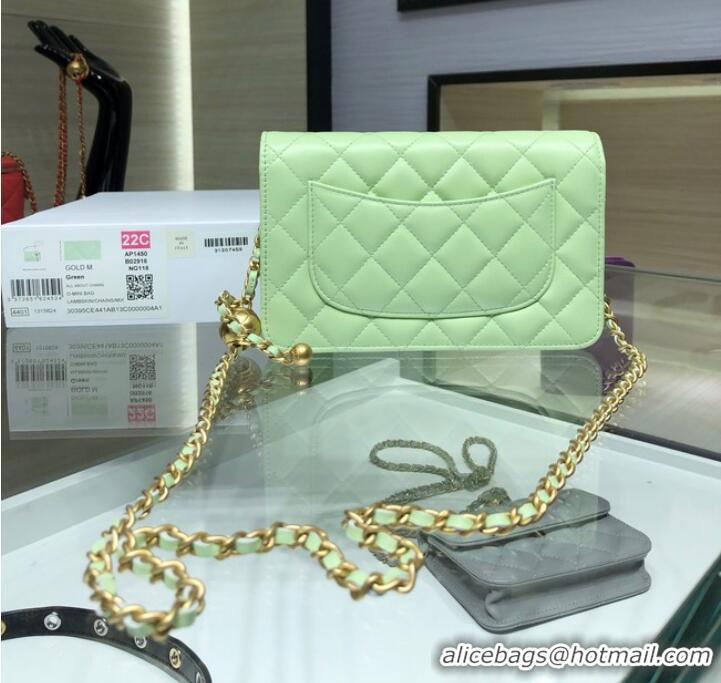 Shop Discount CHANEL WALLET ON CHAIN AP1450 light green