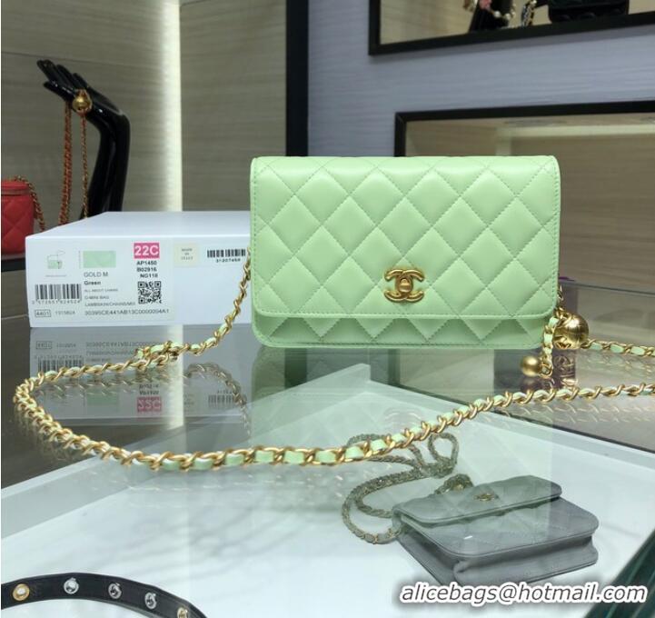 Shop Discount CHANEL WALLET ON CHAIN AP1450 light green