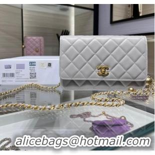 Well Crafted CHANEL WALLET ON CHAIN AP1450 light gray