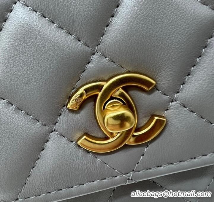 Well Crafted CHANEL WALLET ON CHAIN AP1450 light gray