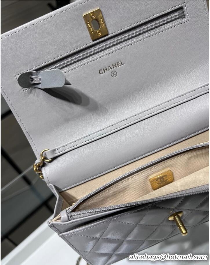 Well Crafted CHANEL WALLET ON CHAIN AP1450 light gray