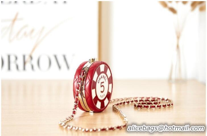 Reasonable Price CHANEL CLUTCH WITH CHAIN AP3074 Red & White