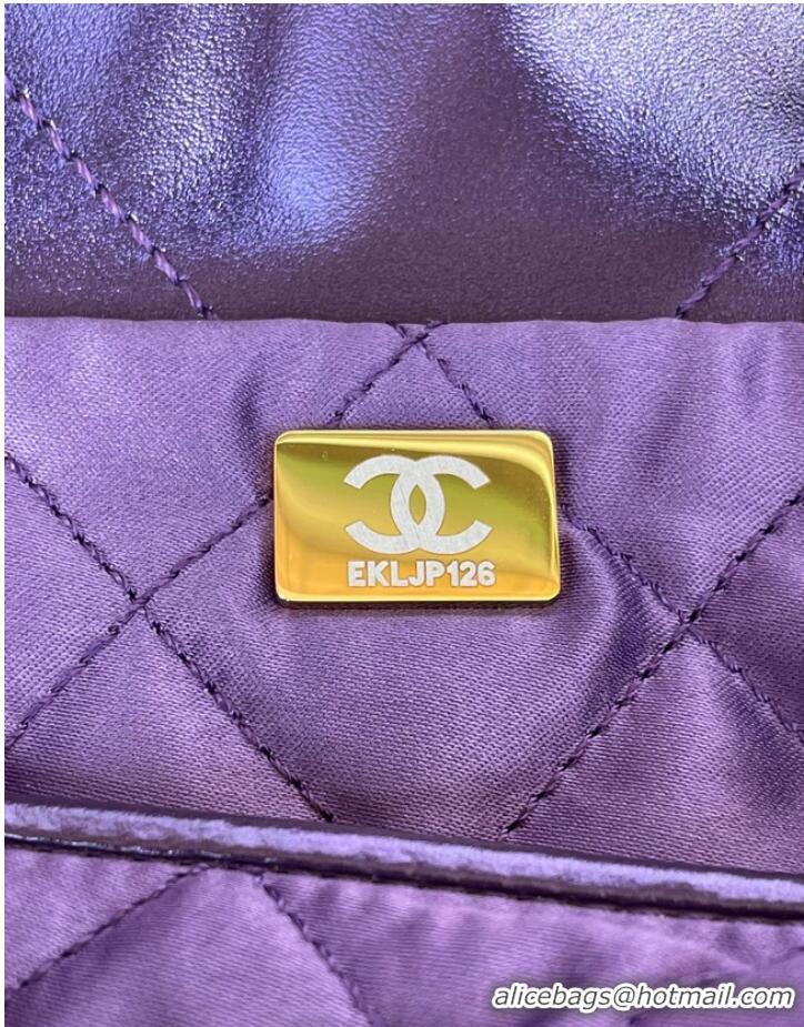 Top Grade CHANEL 22 HANDBAG AS3260 deep purple