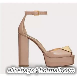 Top Grade Valentino Open Toe Pump With One Stud Platform In Patent Leather 120mm V8904 