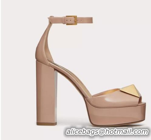 Top Grade Valentino Open Toe Pump With One Stud Platform In Patent Leather 120mm V8904 