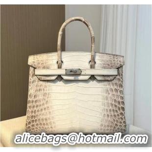 Promotional Hermes Birkin 30CM Original South African Nile Crocodile Leather Bag BK25 White&Gray