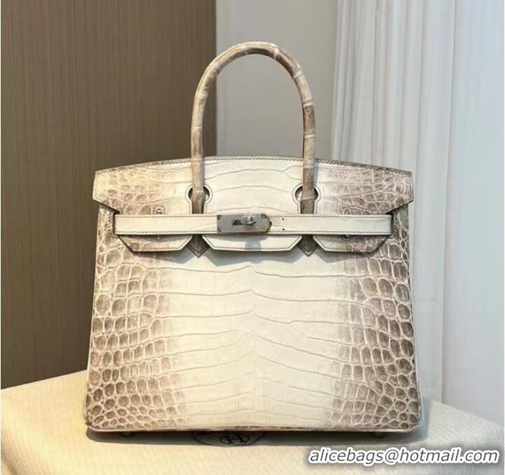 Promotional Hermes Birkin 30CM Original South African Nile Crocodile Leather Bag BK25 White&Gray