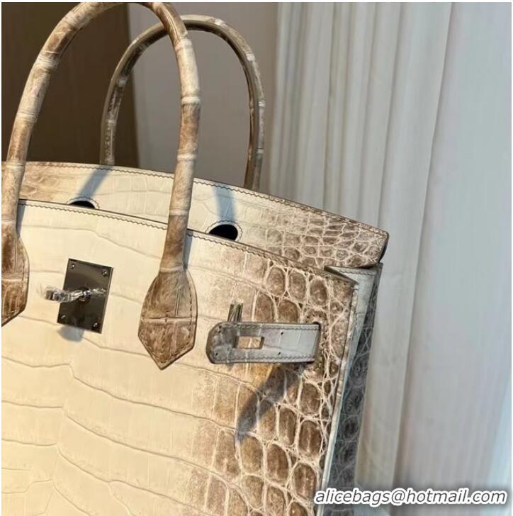 Promotional Hermes Birkin 30CM Original South African Nile Crocodile Leather Bag BK25 White&Gray