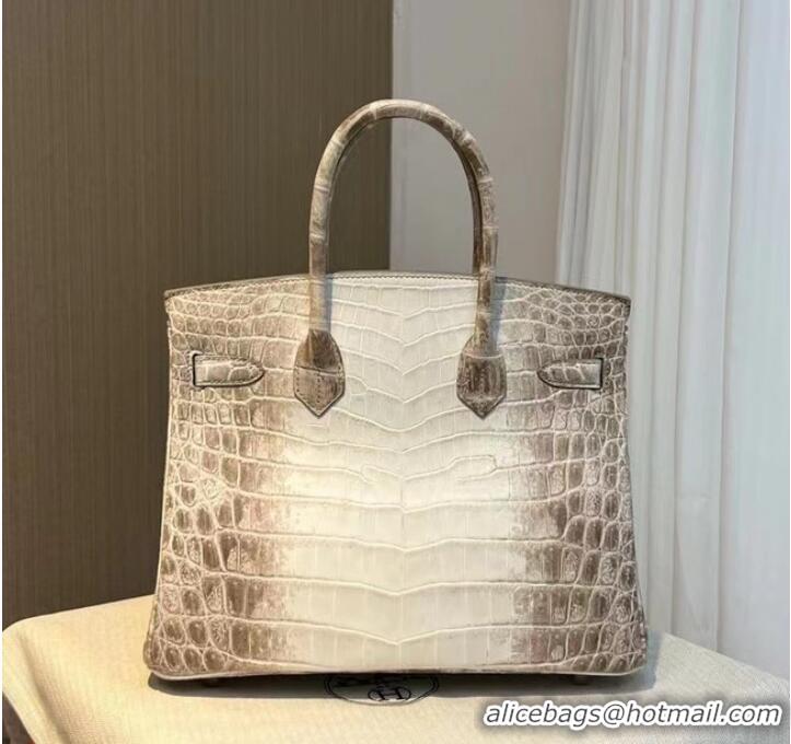 Promotional Hermes Birkin 30CM Original South African Nile Crocodile Leather Bag BK25 White&Gray