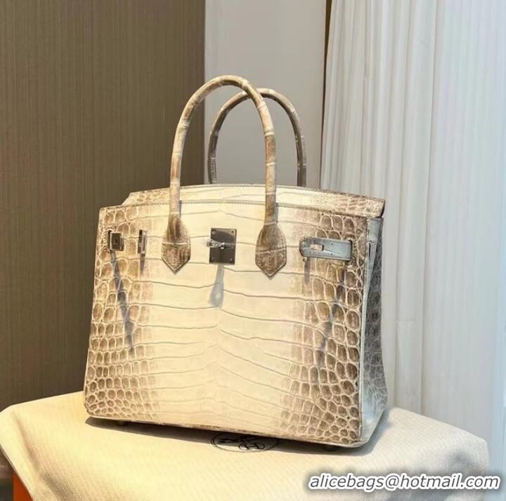 Promotional Hermes Birkin 30CM Original South African Nile Crocodile Leather Bag BK25 White&Gray