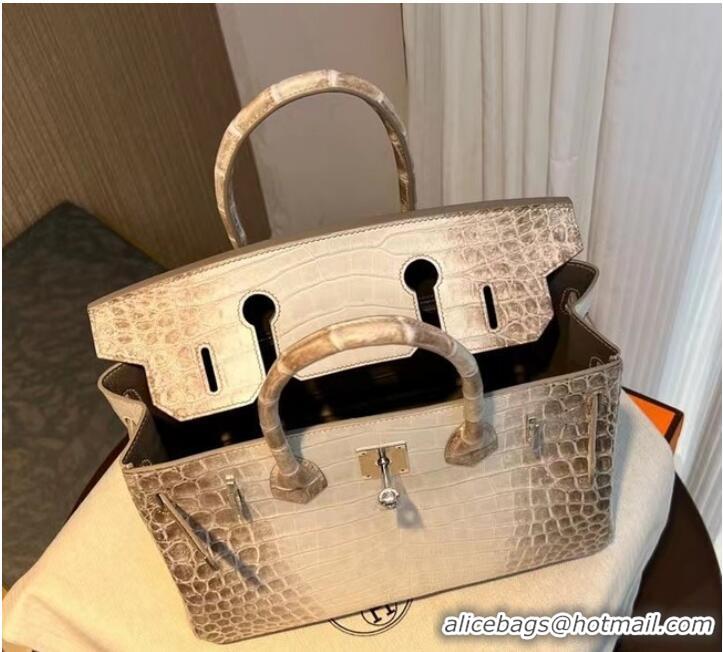 Promotional Hermes Birkin 30CM Original South African Nile Crocodile Leather Bag BK25 White&Gray