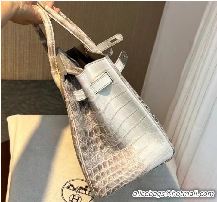 Promotional Hermes Birkin 30CM Original South African Nile Crocodile Leather Bag BK25 White&Gray