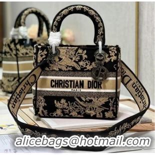 Super Quality MEDIUM LADY D-LITE BAG Embroidery M0565 black