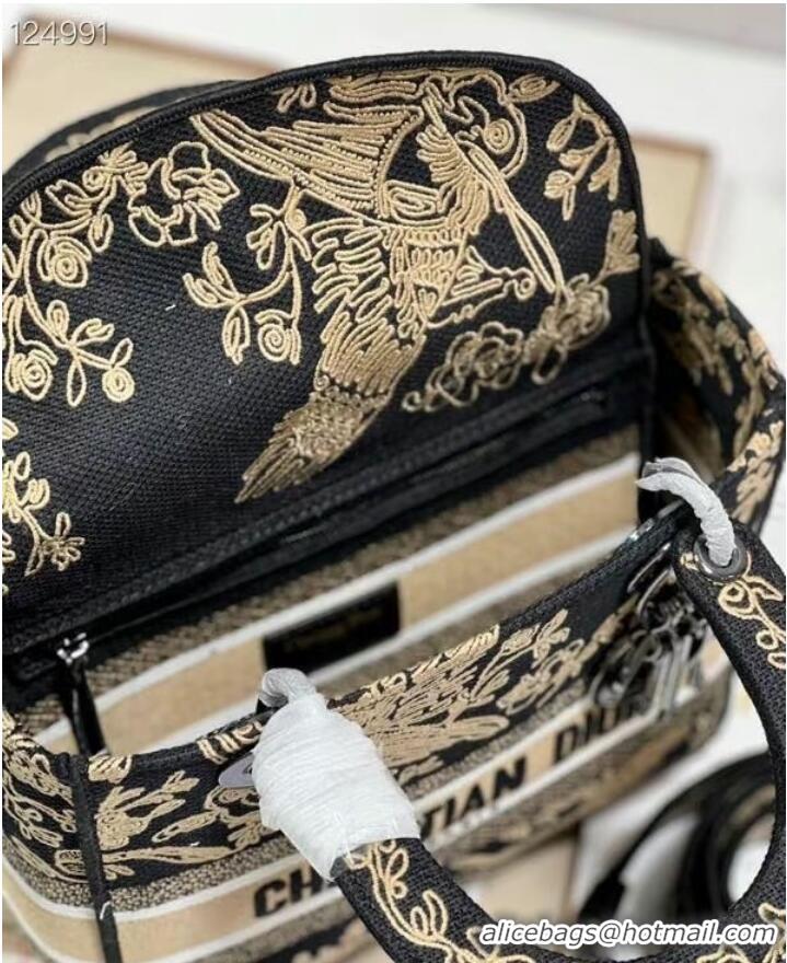 Super Quality MEDIUM LADY D-LITE BAG Embroidery M0565 black