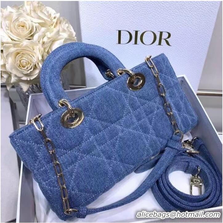 Reasonable Price DIOR MEDIUM LADY D-JOY BAG Cannage Denim M0540O blue