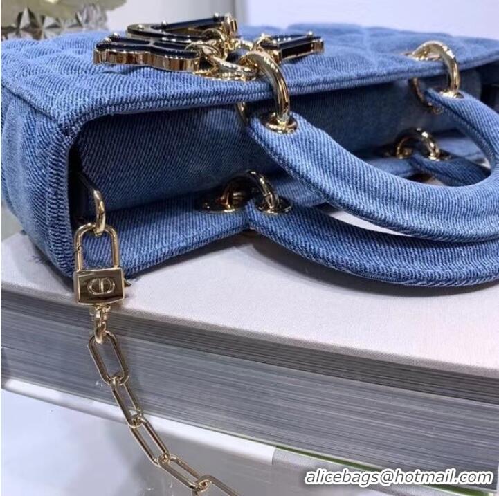 Reasonable Price DIOR MEDIUM LADY D-JOY BAG Cannage Denim M0540O blue