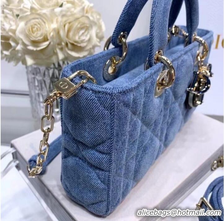 Reasonable Price DIOR MEDIUM LADY D-JOY BAG Cannage Denim M0540O blue