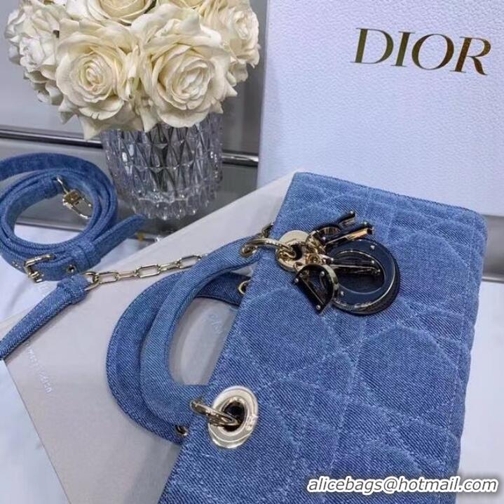 Reasonable Price DIOR MEDIUM LADY D-JOY BAG Cannage Denim M0540O blue