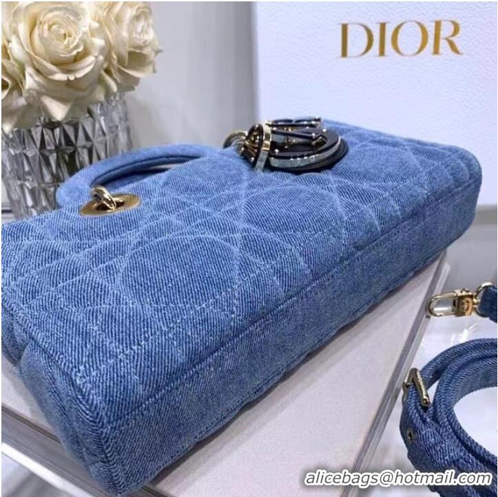 Reasonable Price DIOR MEDIUM LADY D-JOY BAG Cannage Denim M0540O blue