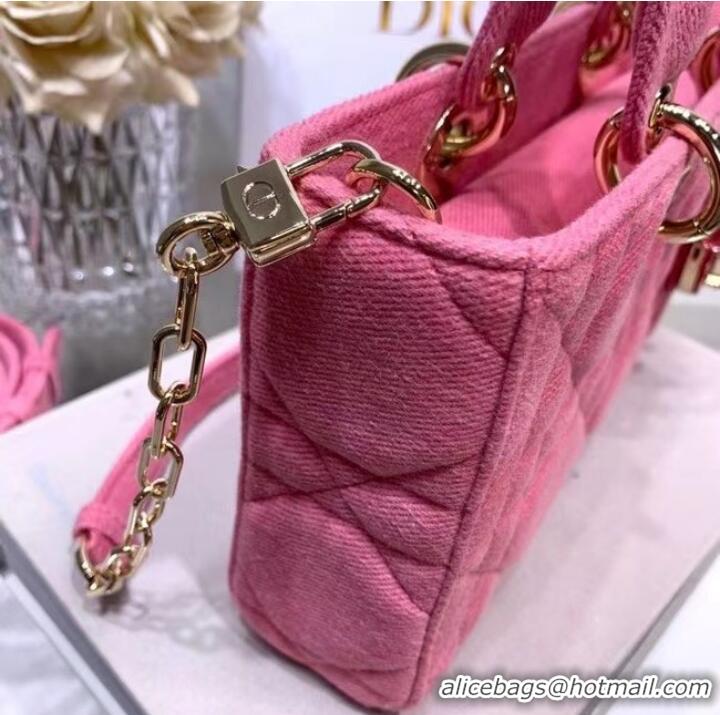 Famous Brand DIOR MEDIUM LADY D-JOY BAG Cannage Denim M0540O pink