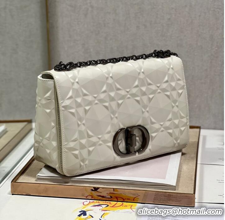 Good Product MEDIUM DIOR CARO BAG Cannage Calfskin with Diamond Motif M9241UW white&black