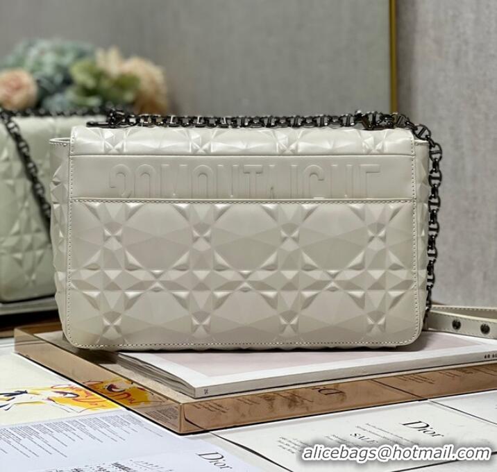 Good Product MEDIUM DIOR CARO BAG Cannage Calfskin with Diamond Motif M9241UW white&black