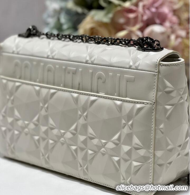 Good Product MEDIUM DIOR CARO BAG Cannage Calfskin with Diamond Motif M9241UW white&black